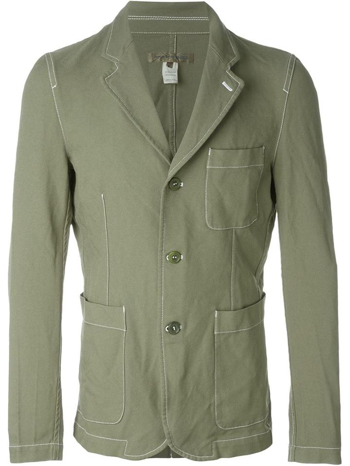 Comme Des Garçons Shirt Contrast Stitch Blazer, Men's, Size: M, Green, Polyester