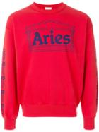 Aries Logo Print Sweatshirt - Red