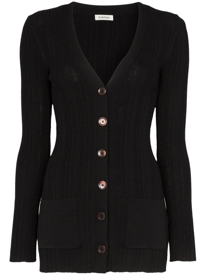 Toteme Ribbed Button Cardigan - Black