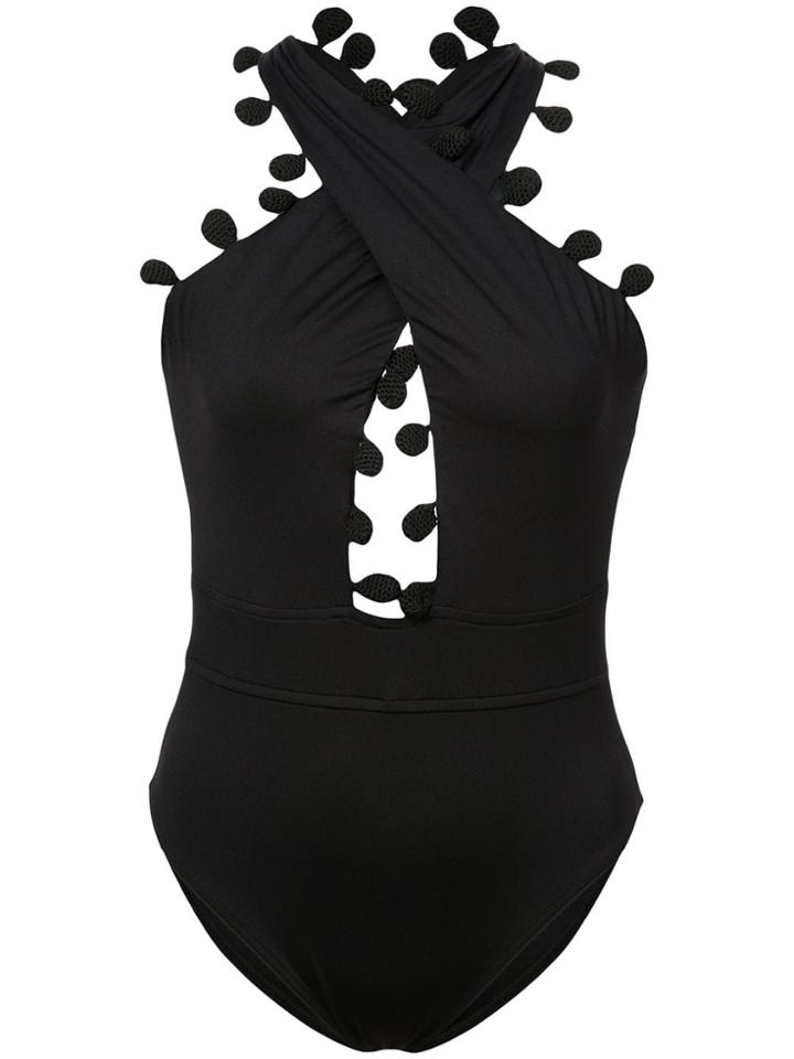 Oscar De La Renta Halter Neck Criss Cross One Piece - Black
