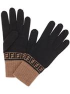 Fendi Ff Knit Gloves - Black