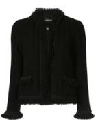 Chanel Pre-owned Frayed Trim Jacket - Black