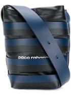 Paco Rabanne Striped Bucket Logo Shoulder Bag - Black