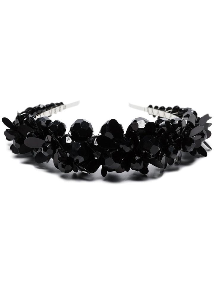 Simone Rocha Black Floral Bead Embellished Headband