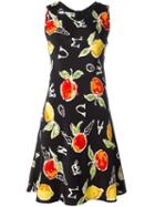 Jc De Castelbajac Vintage Apple Print Dress, Women's, Size: 42, Black