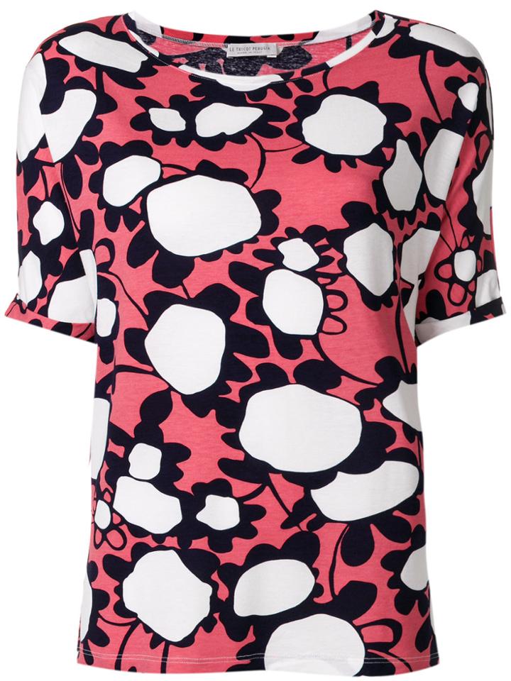 Le Tricot Perugia Floral Short-sleeve Top - Pink & Purple