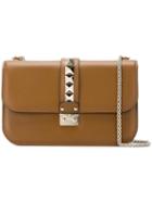 Valentino Valentino Garavani Glam Lock Shoulder Bag, Women's, Brown, Calf Leather