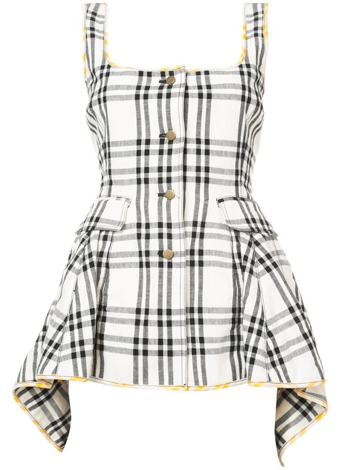 Rosie Assoulin Checked Button Blouse - White