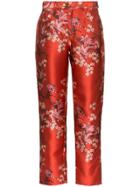 Johanna Ortiz Corajuda Renaissance Floral-print Satin Trousers - Red