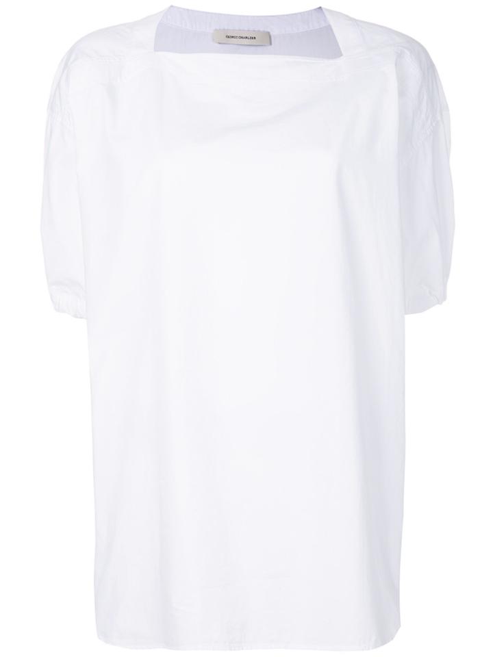 Cédric Charlier Short-sleeve Flared Blouse - White