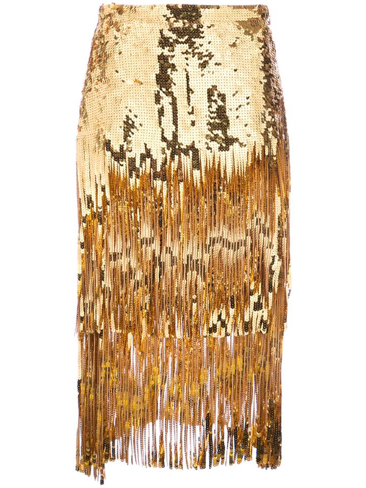 Rochas Sequin Tassel Skirt - Metallic