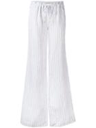 Michael Michael Kors - Drawstring Pinstripe Trousers - Women - Linen/flax - 6, White, Linen/flax