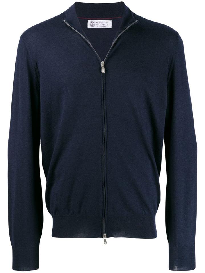 Brunello Cucinelli Zipped Fitted Cardigan - Blue