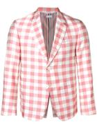 Thom Browne Patch Pocket Gingham Sack Sport Coat - Pink