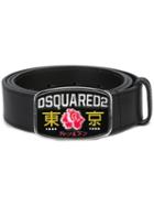 Dsquared2 Cherry Blossom Buckle Belt, Men's, Size: 95, Black, Leather