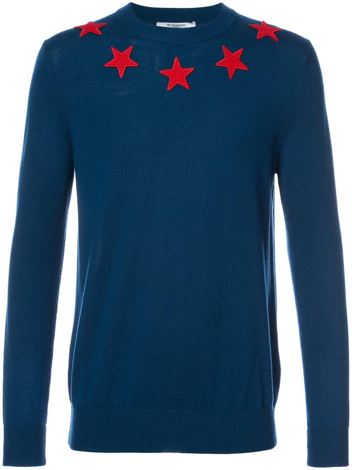 Givenchy - Star Appliqué Jumper - Men - Wool - M, Blue, Wool