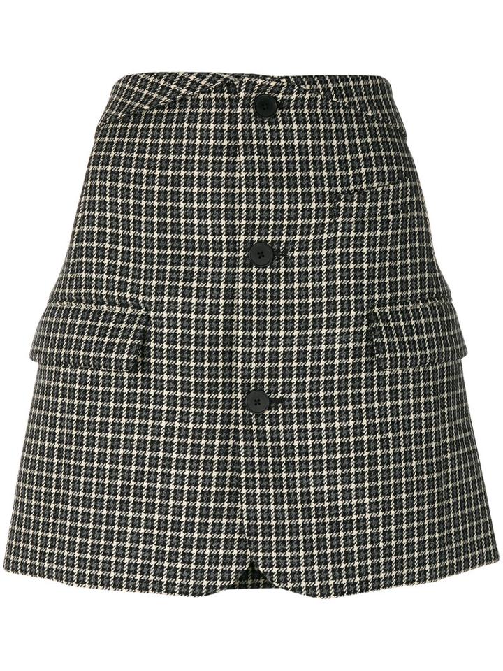 Helmut Lang - Houndstooth Skirt - Women - Cotton/viscose/wool - 6, Grey, Cotton/viscose/wool