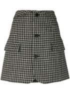 Helmut Lang - Houndstooth Skirt - Women - Cotton/viscose/wool - 6, Grey, Cotton/viscose/wool