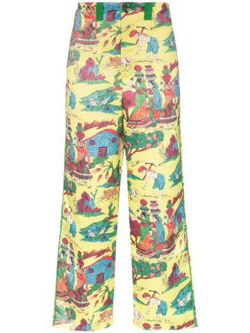 Bode Village Scene Print Wide-leg Trousers - Multicoloured