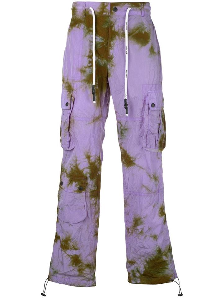Palm Angels Tie-dye Drawstring Cargo Trousers - Purple