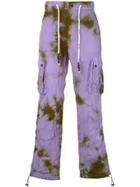 Palm Angels Tie-dye Drawstring Cargo Trousers - Purple