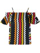 Msgm Off-shoulder Zig Zag Top