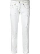 R13 Distressed Slim Fit Jeans, Women's, Size: 27, White, Cotton/spandex/elastane