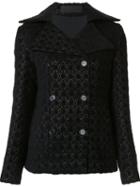 Co Metallic Brocade Pea Coat, Women's, Size: Xs, Black, Cotton