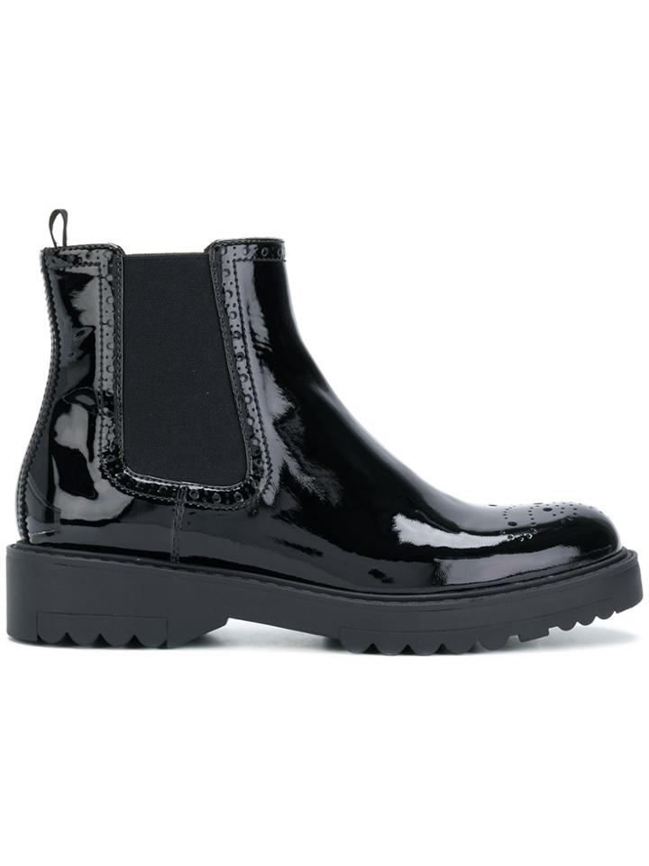 Prada Brogue Detail Chelsea Boots - Black