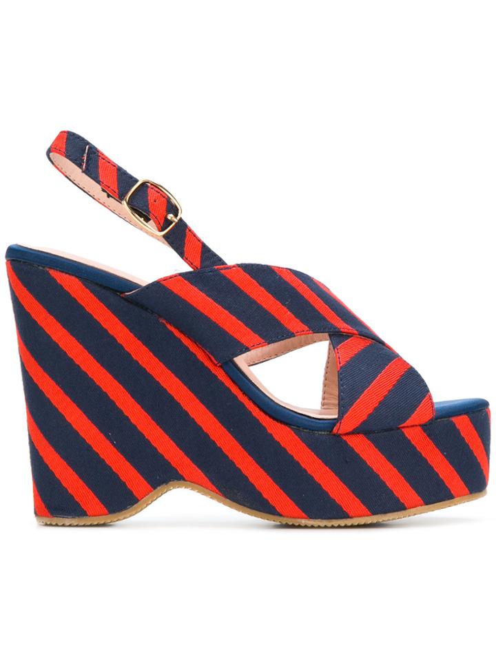 Essentiel Antwerp Striped Platform Sandals - Blue