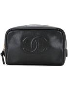 Chanel Vintage Chanel Cc Logos Cosmetic Pouch - Black