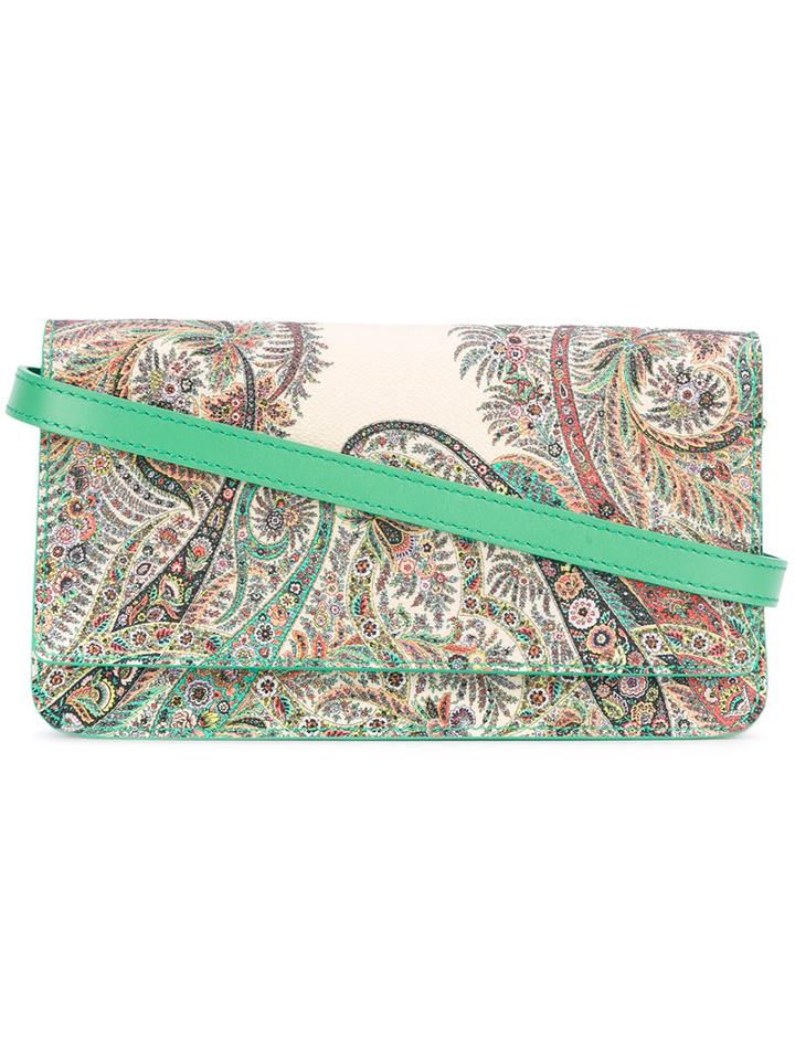 Etro - Paisley Print Shoulder Bag - Women - Cotton/calf Leather/polyester/pvc - One Size, Green, Cotton/calf Leather/polyester/pvc