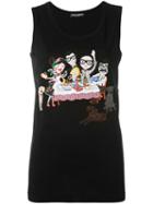 Dolce & Gabbana Designer's Patch Tank Top, Women's, Size: 44, Black, Cotton