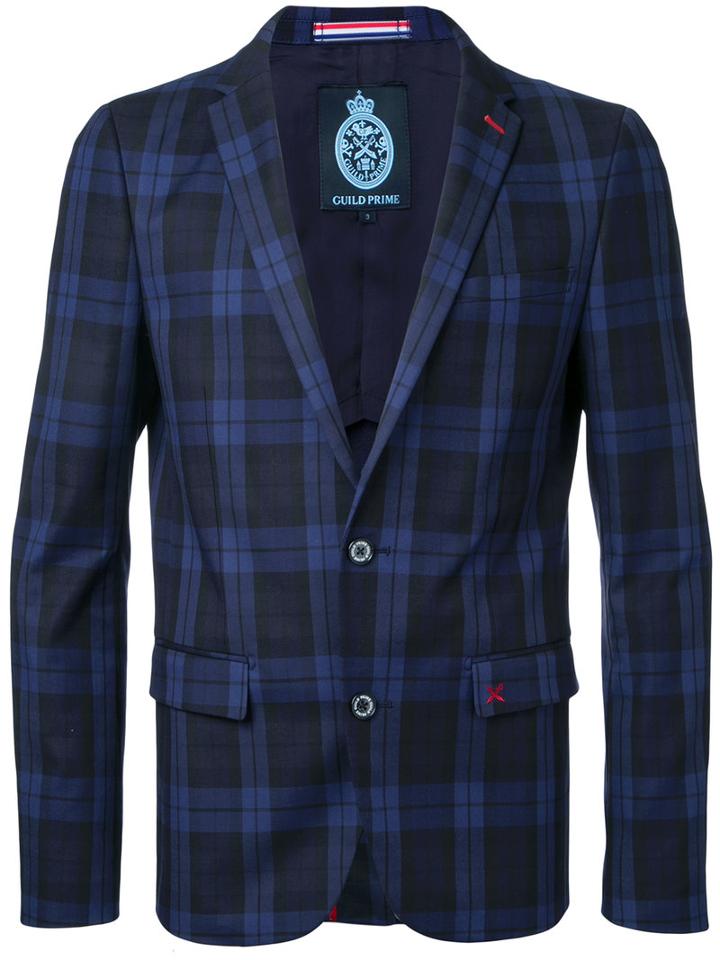Guild Prime - Checked Blazer - Men - Cotton/polyurethane - 1, Blue, Cotton/polyurethane