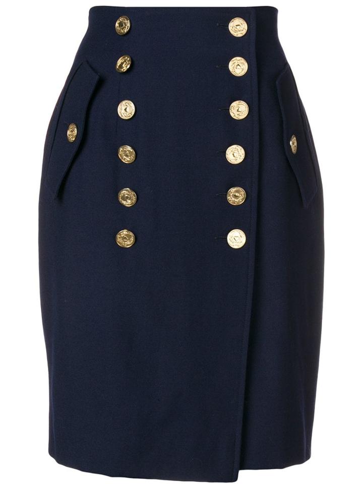 Moschino Cheap & Chic Decorative Button Skirt - Blue