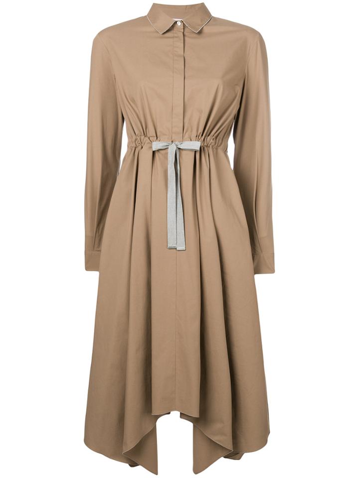 Fabiana Filippi Drawstring Waist Shirt Dress - Nude & Neutrals