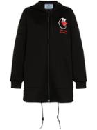 Prada Zip Up Oversized Hooded Jumper - Black