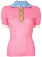 Sjyp Ribbed Knit Polo Shirt - Multicolour