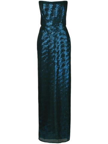 Michelle Mason Strapless Fitted Gown - Blue