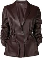 Fendi Perforated Ruched Sleeve Leather Jacket - Purple