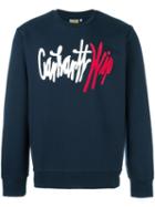 Carhartt Logo Print Sweatshirt, Men's, Size: Small, Blue, Cotton