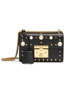 Gucci - Padlock Studded Leather Shoulder Bag - Women - Leather/brass - One Size, Black, Leather/brass