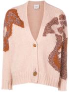 Alysi Embroidered Fitted Cardigan - Pink & Purple