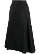 Odeeh Pinstriped Midi Skirt - Black