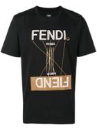 Fendi Mirrored Logo Print T-shirt - Black