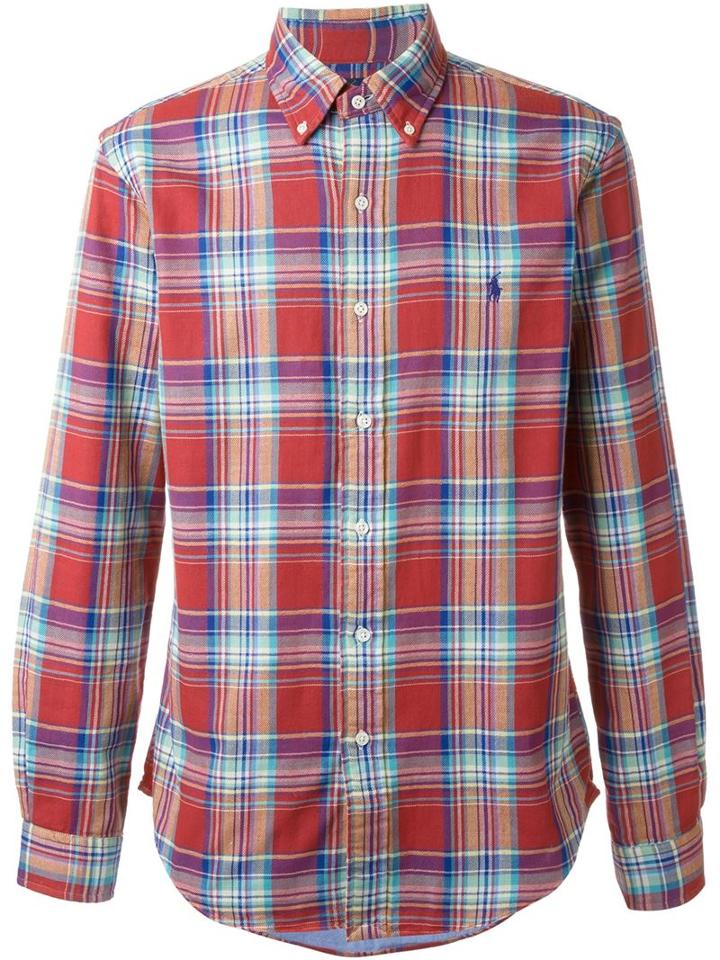 Ralph Lauren Plaid Shirt, Men's, Size: Small, Green, Cotton