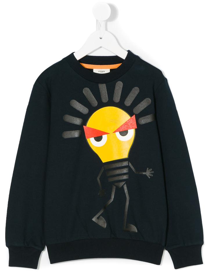 Fendi Kids - Graphic Print Sweatshirt - Kids - Cotton/spandex/elastane - 12 Yrs, Blue