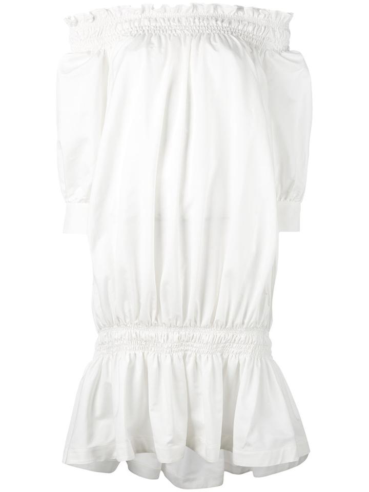 Rossella Jardini - Off-the-shoulder Gathered Dress - Women - Silk/cotton - 44, White, Silk/cotton