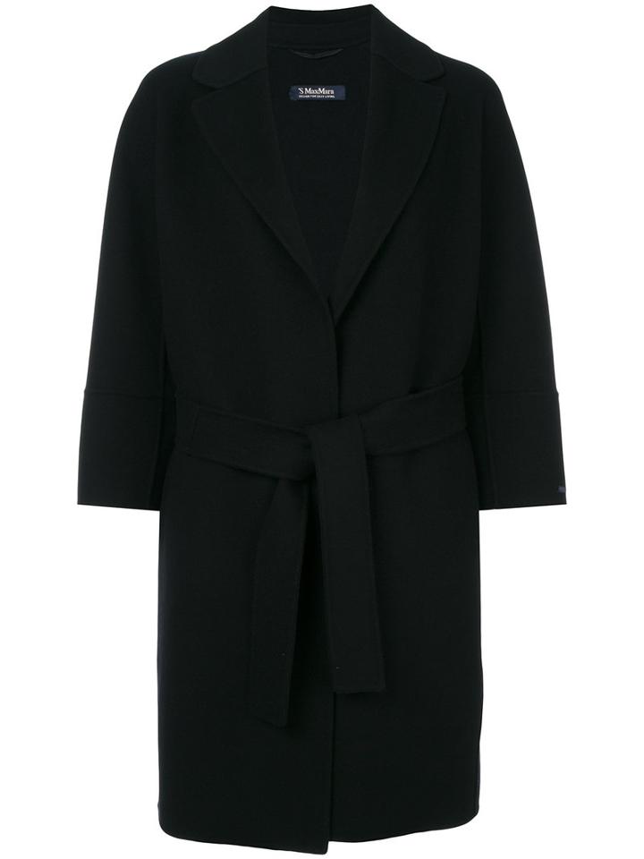 's Max Mara - Belted Midi Coat - Women - Virgin Wool - 42, Black, Virgin Wool
