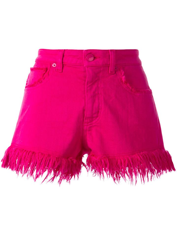 Love Moschino Frayed Hem Denim Shorts, Women's, Size: 42, Pink/purple, Cotton/spandex/elastane